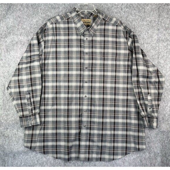 Roundtree & Yorke Gold Label Performance Gray Plaid Shirt Men's 4XT Long Sleeve - Picture 1 of 7